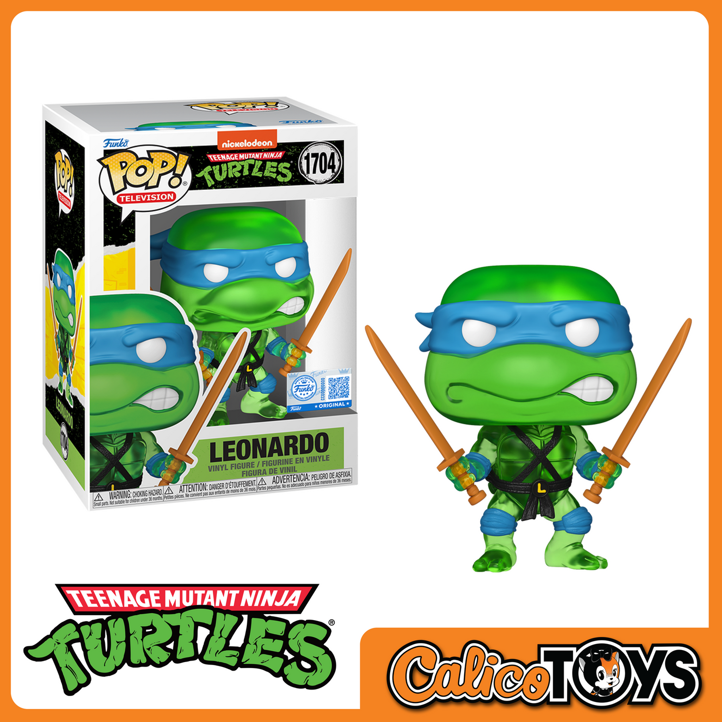 Funko POP! Television: Teenage Mutant Ninja Turtles - Leonardo Translucent Green (Funko Shop Exclusive) #1704
