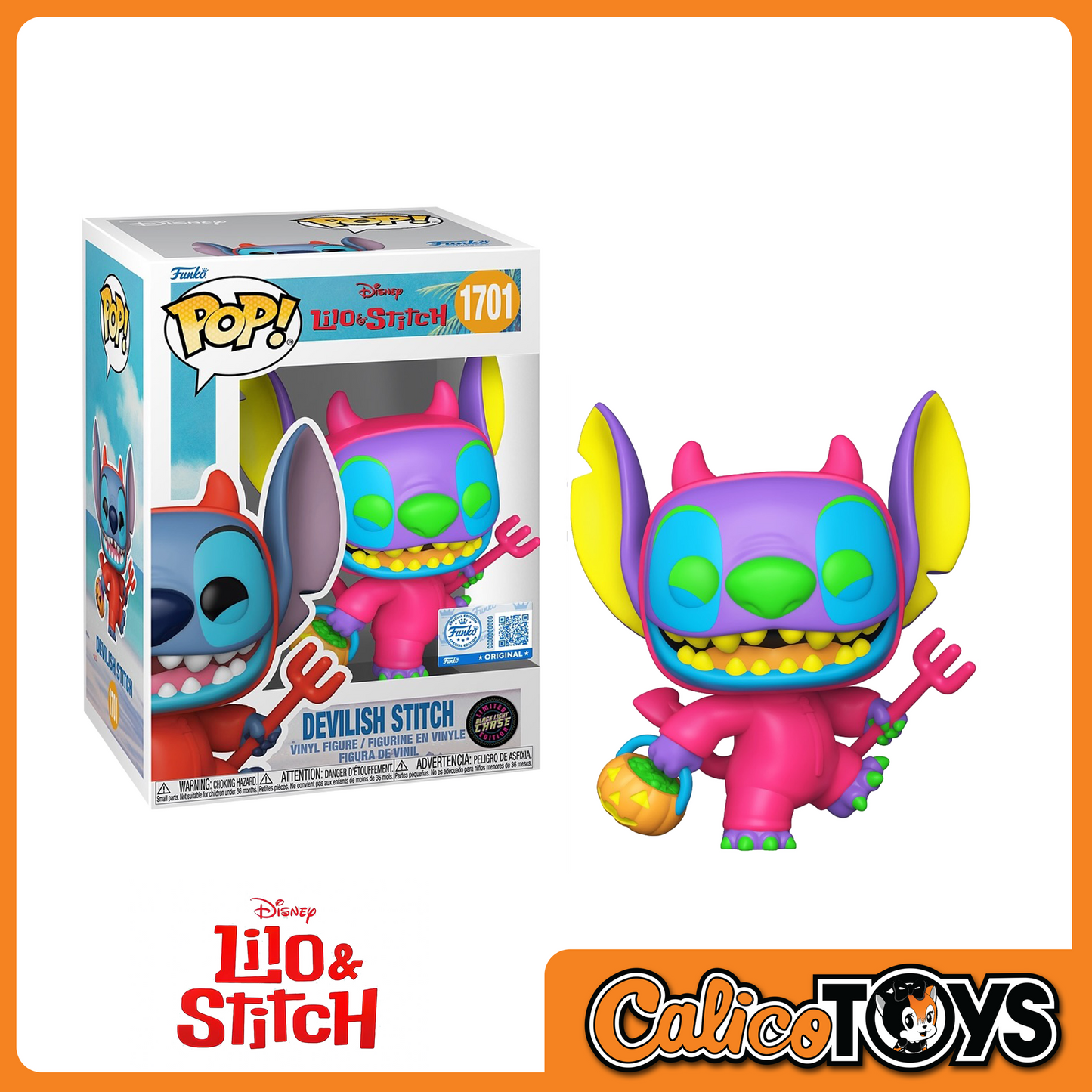 POP! Disney: Lilo and Stitch - Devilish Stitch Blacklight CHASE (Entertainment Earth Exclusive) #1701
