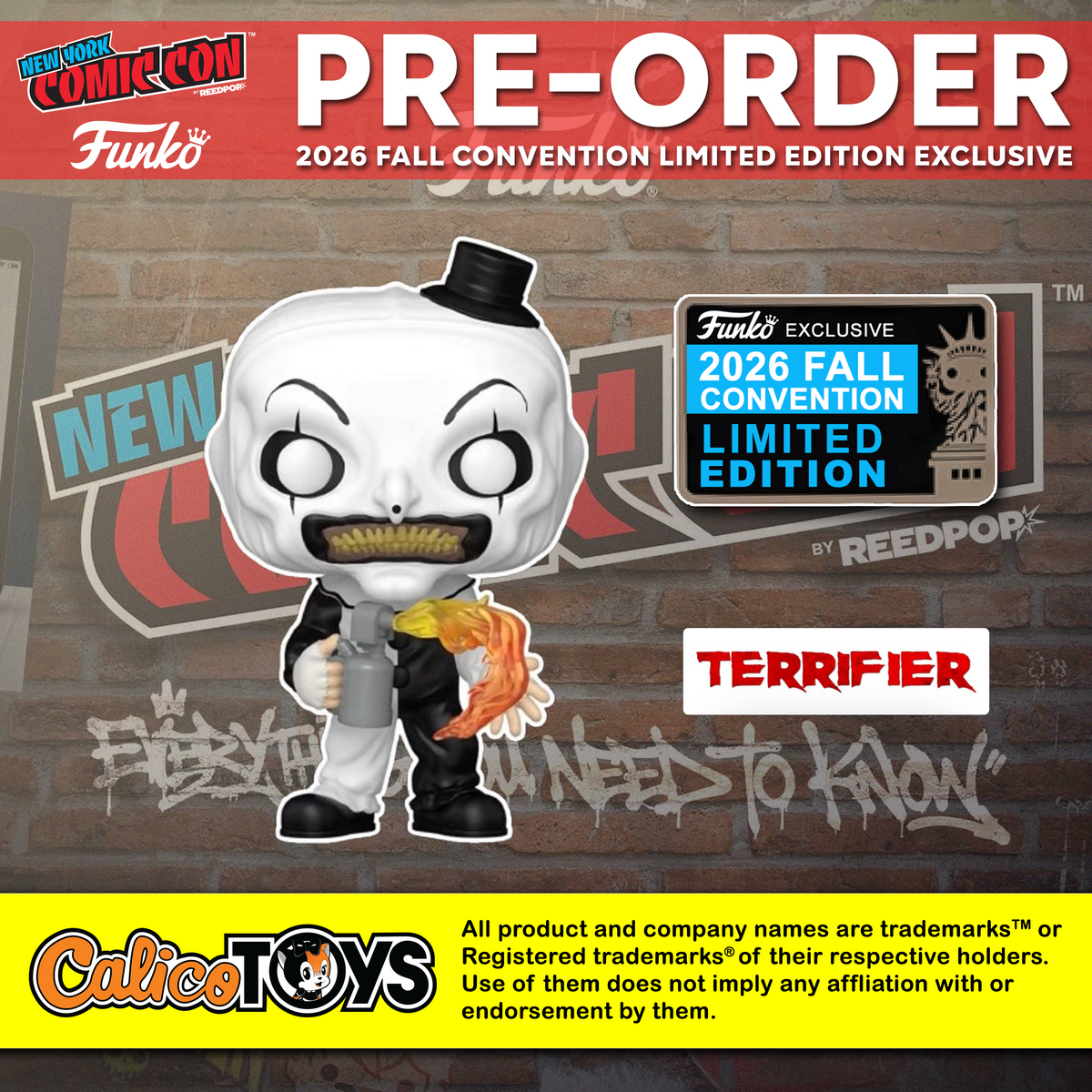 PRE ORDER Funko POP! Movies: Terrifier - Art the Clown with Flamethrower (2026 Fall Convention Exclusive)