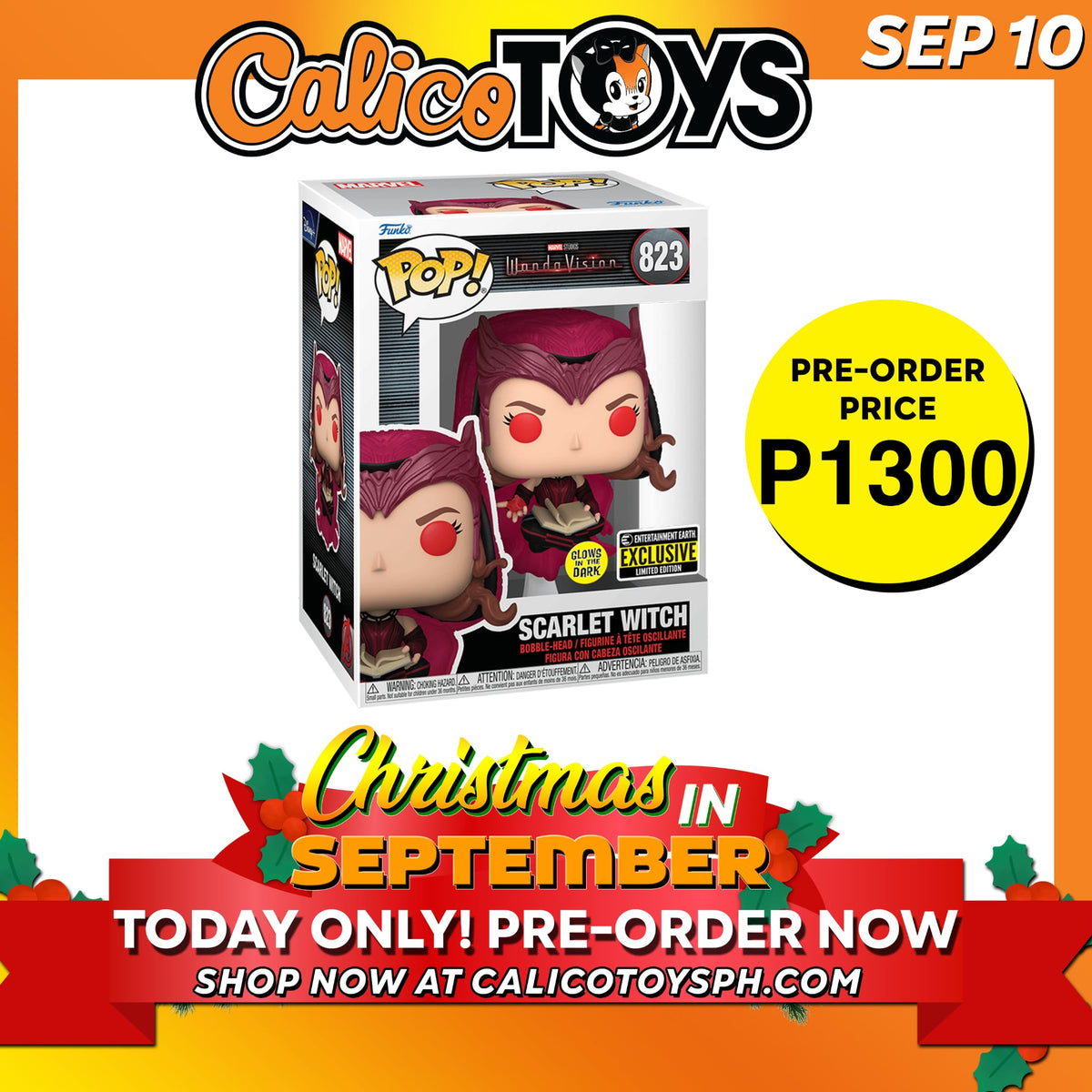 POP! Marvel: Wanda Vision - Scarlet Witch GiTD #823 (Entertainment Earth Exclusive)