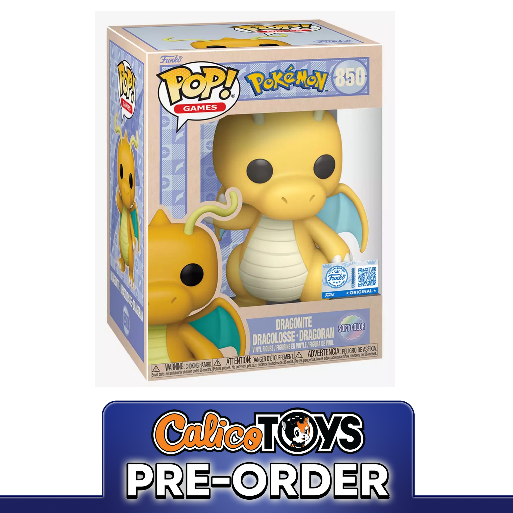 PRE-ORDER Funko POP! Games Pokemon - Dragonite Soft Color #850 (Hot Topic Exclusive)