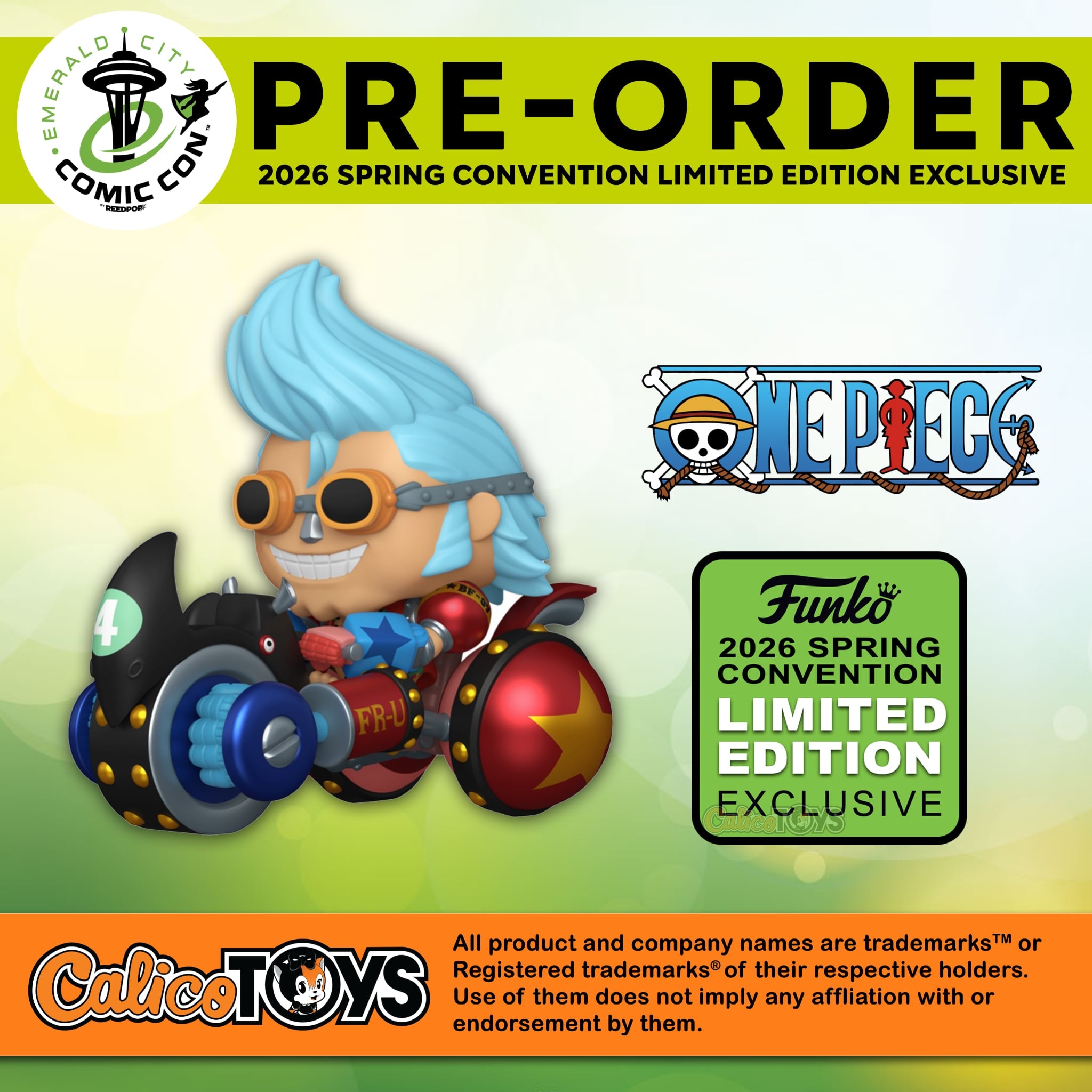 PRE ORDER POP! Rides: One Piece - Franky w/ Black Rhino FR-04 #144 (2026 Spring Convention Exclusive)