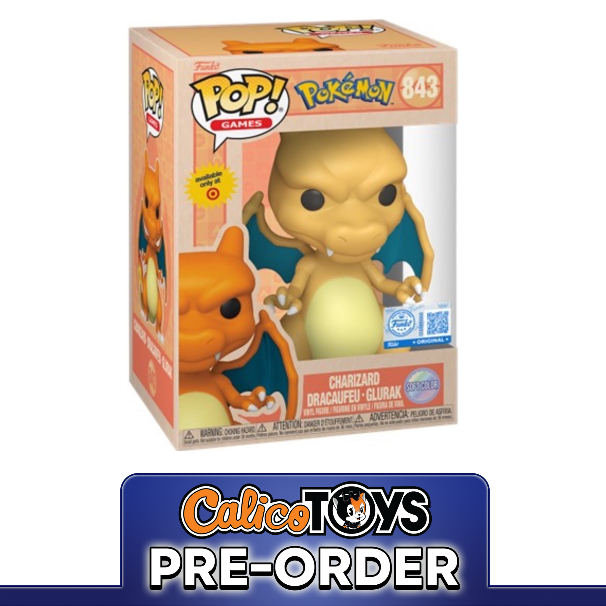 PRE-ORDER Funko POP! Games Pokemon - Charizard Soft Color #843 (Target Exclusive)