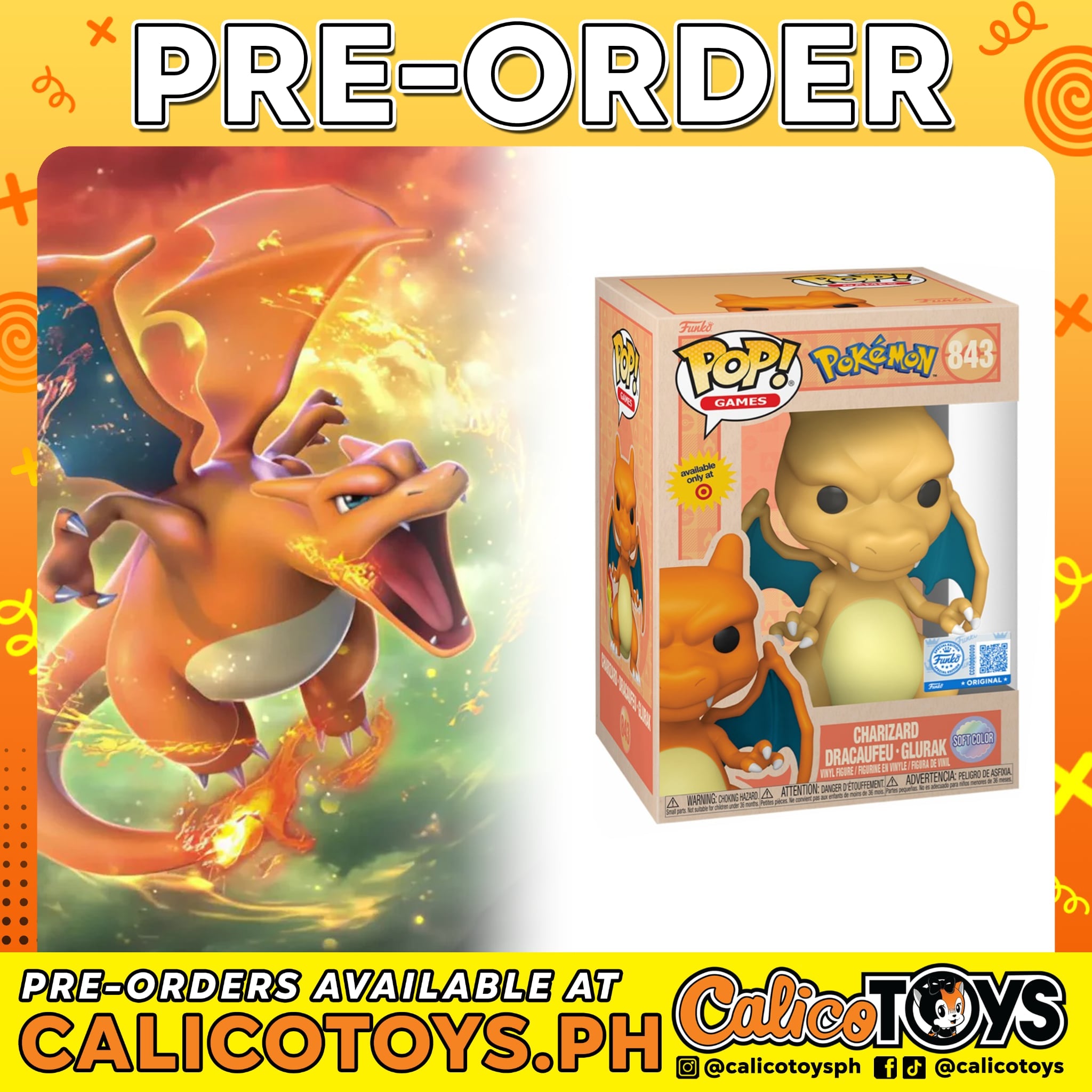 PRE ORDER -POP! Games: Pokemon - Charizard Soft Color #843 (Target Exclusive)