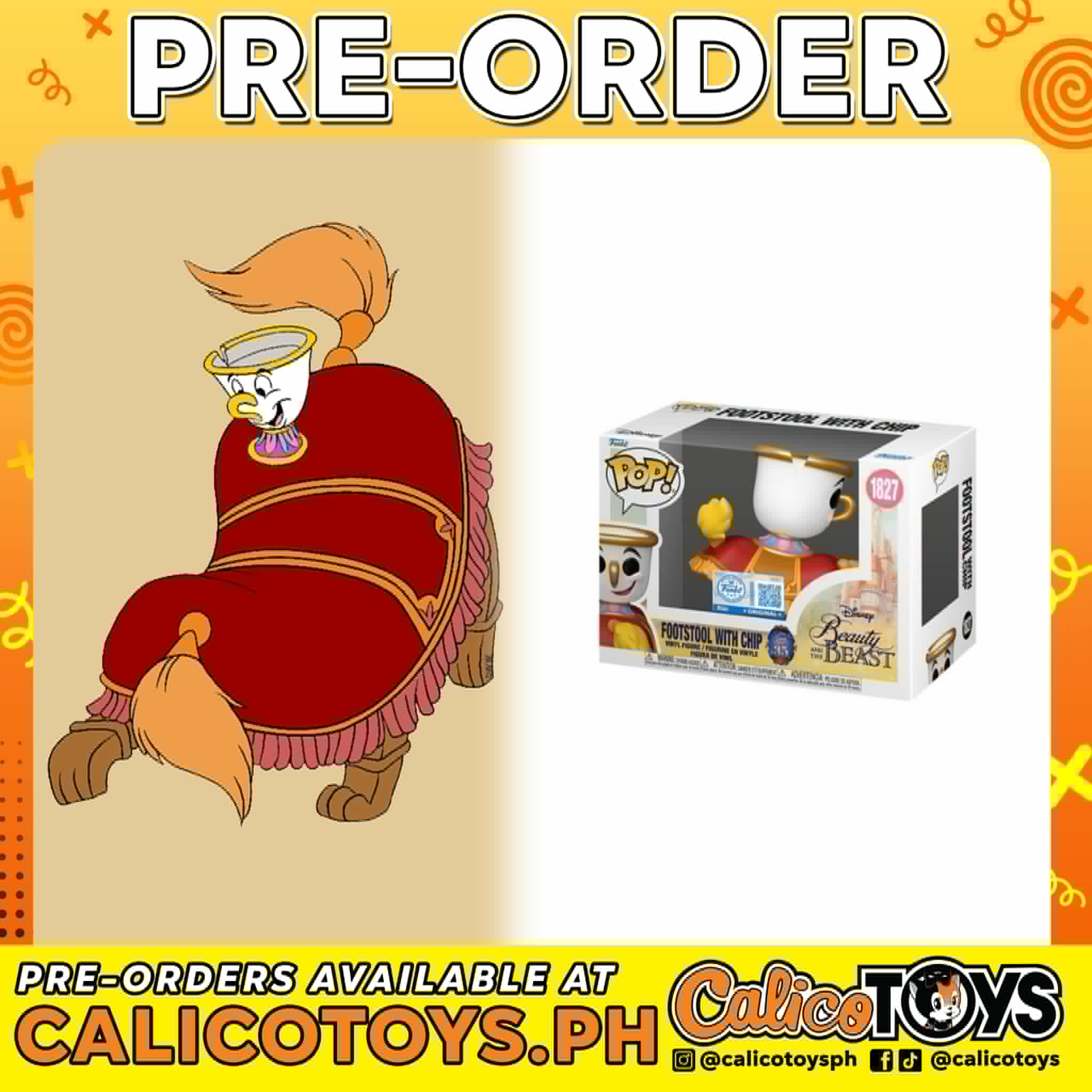 PRE-ORDER Funko Pop! Disney: Beauty and the Beast – Footstool with Chip #1827 (Funko Shop Exclusive)