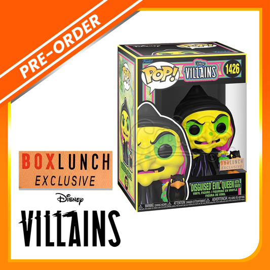 PRE-ORDER - POP! Disney Villains - Disguised Evil Queen w/ Raven BLACKLIGHT (Boxlunch Exclusive)