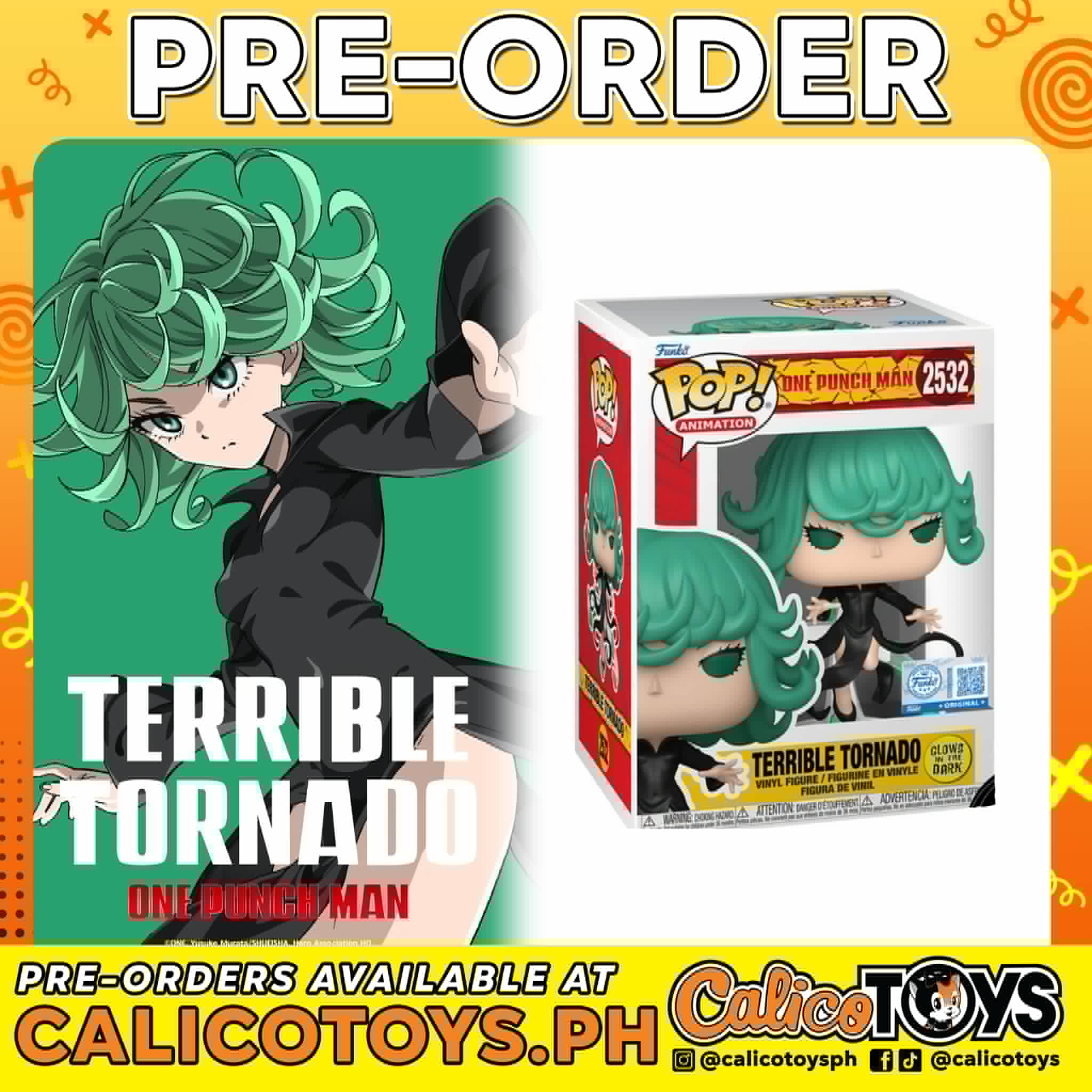 PRE ORDER Funko POP! Animation: One-Punch Man - Terrible Tornado #2532 GiTD (Funko Shop Exclusive)