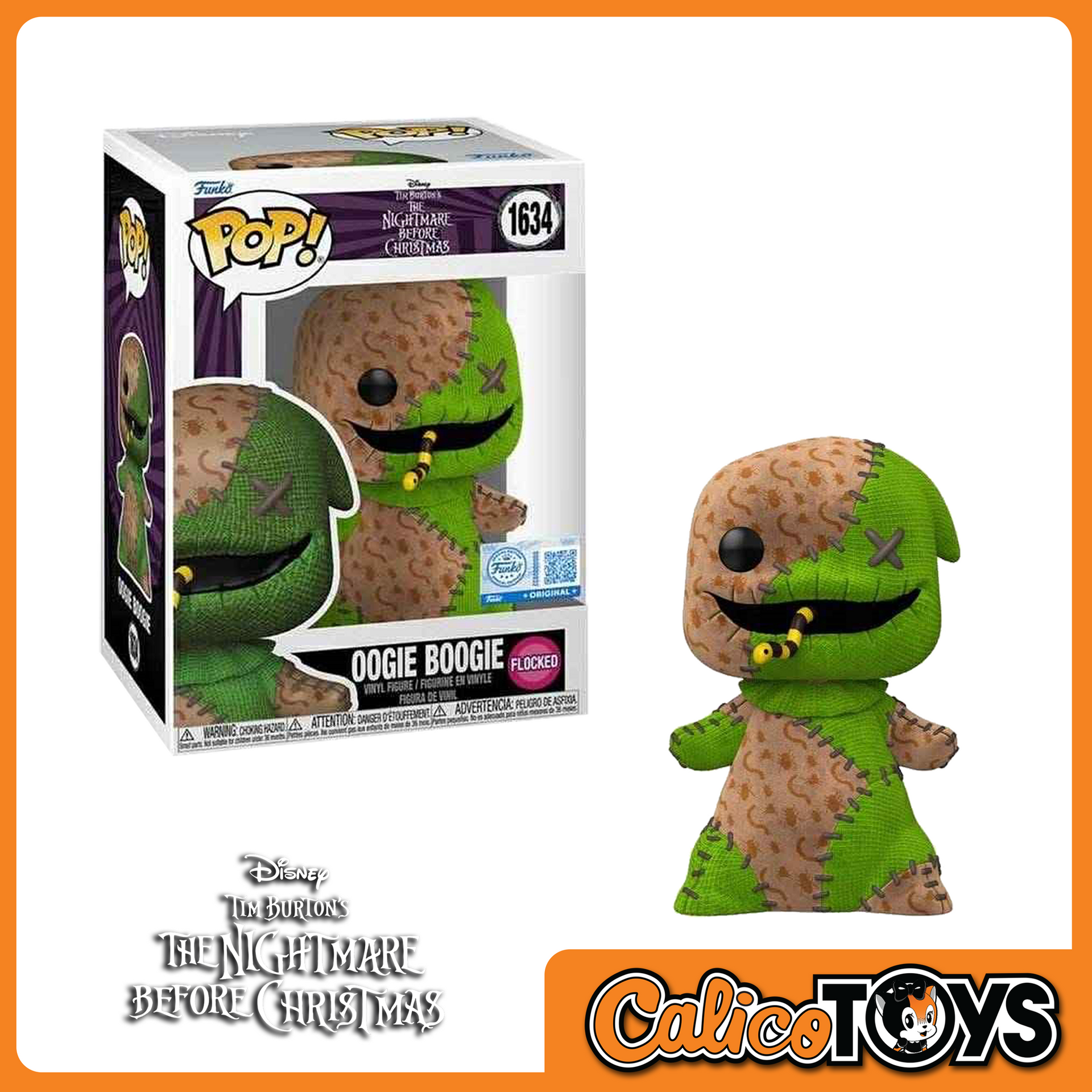 Funko POP! Disney: The Nightmare Before Christmas Oogie Boogie FLOCKED  (Hot Topic Exclusive) #1634