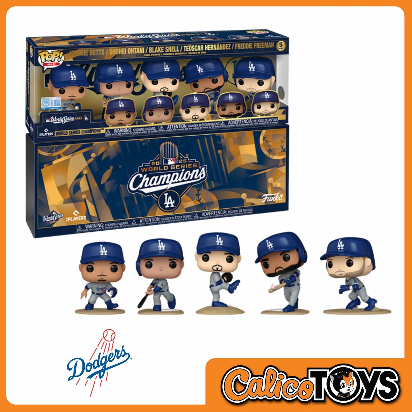 PRE-ORDER -POP! MLB: Los Angeles Dodgers - 2025 MLB World Series Champions 5-Pack (Fanatics Exclusive)