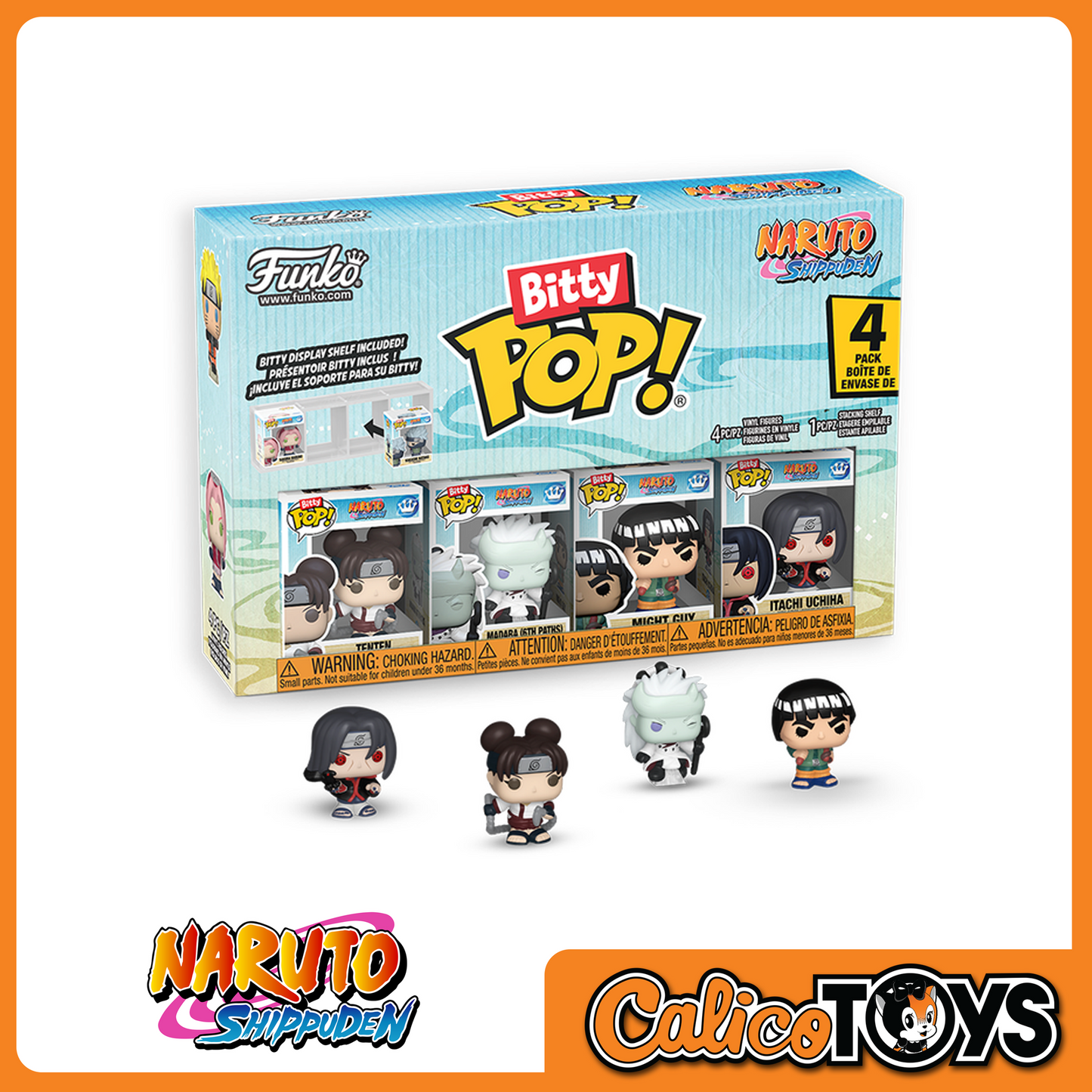 Funko Bitty POP! Naruto Shippuden - Tenten, Madara 6th Paths, Might Guy, and Itachi Uchiha 4-Pack