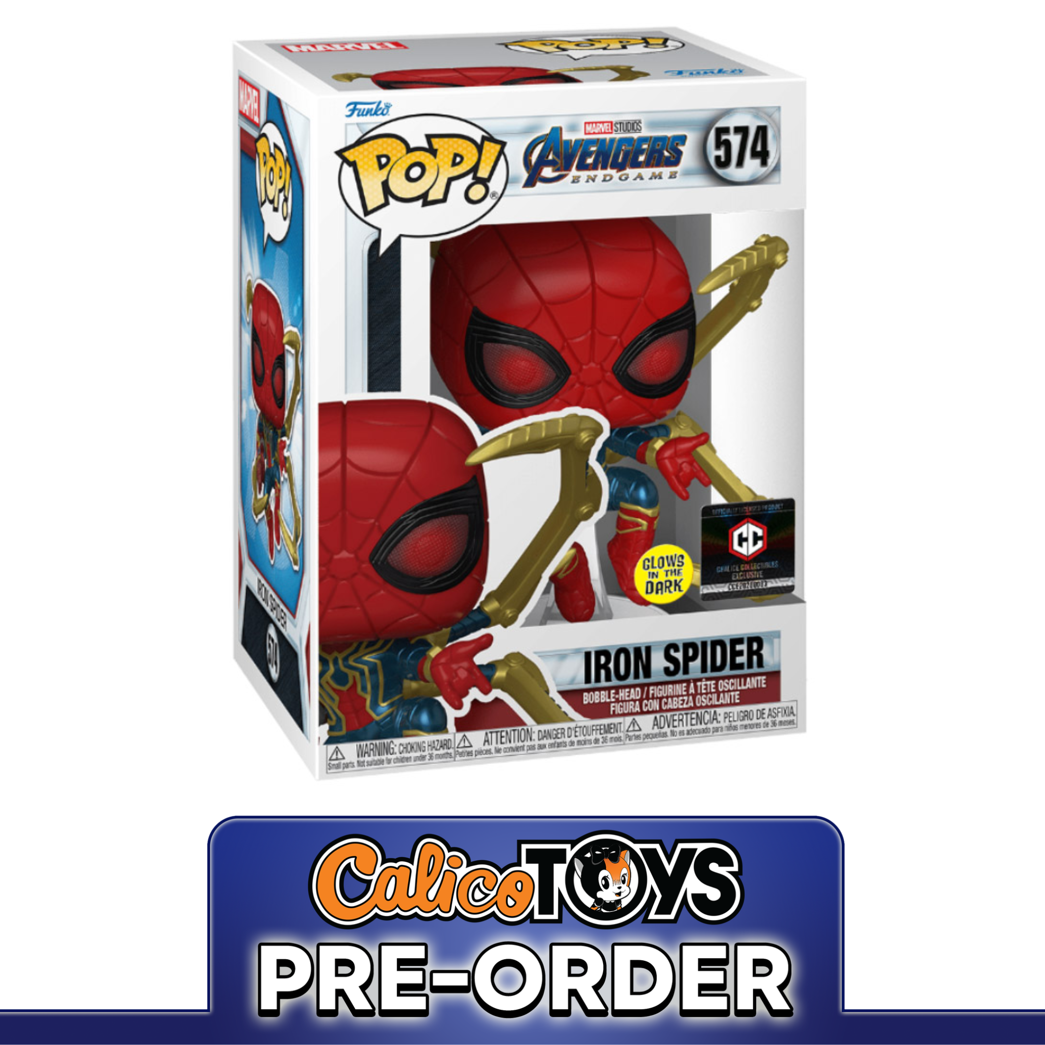 PRE ORDER Funko POP! Marvel: Avengers: Endgame - Iron Spider with Nano Gauntlet #574 GiTD (Chalice Exclusive)
