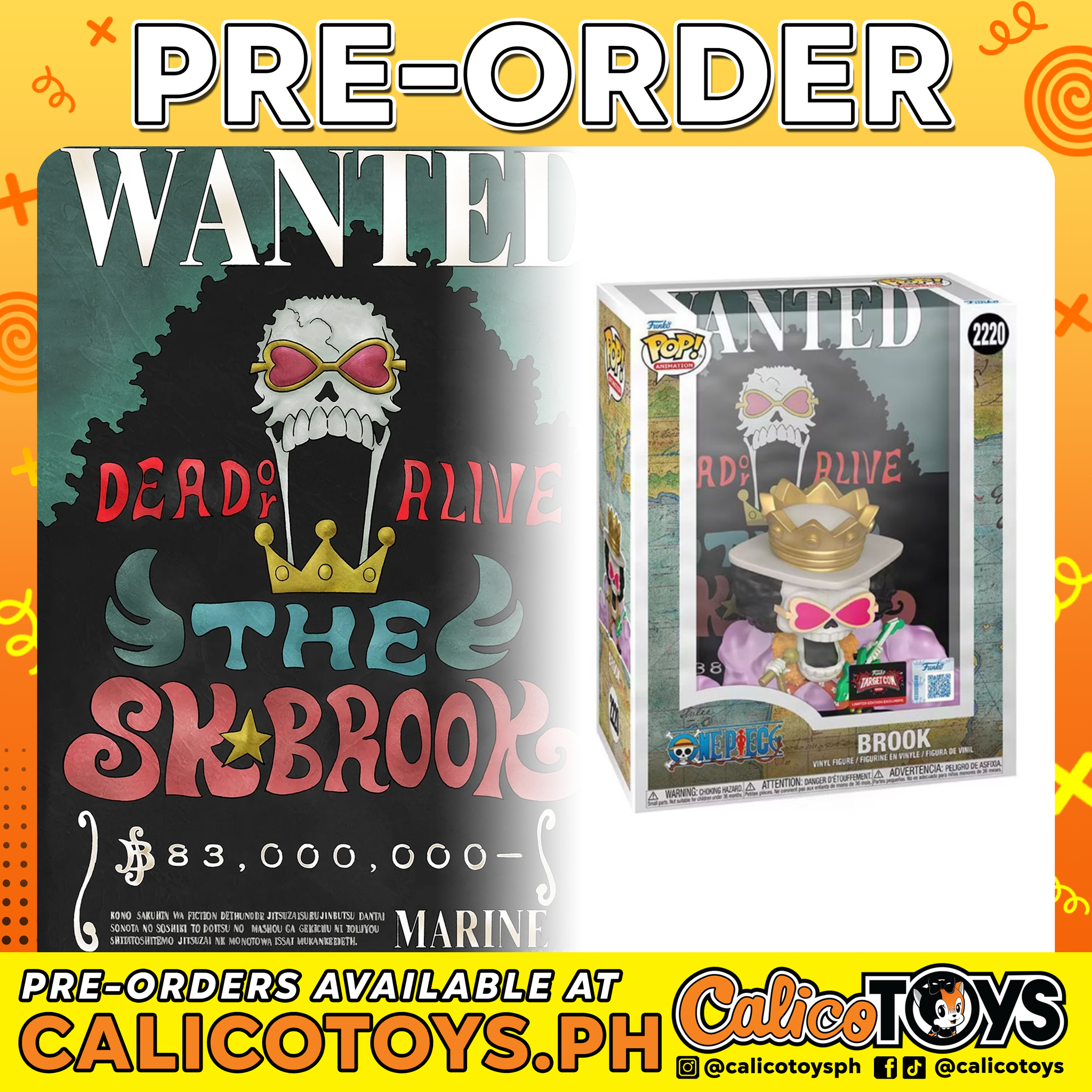 PRE-ORDER - POP! Animation: One Piece - Brook Wanted Poster #2220 (Target Con Exclusive)