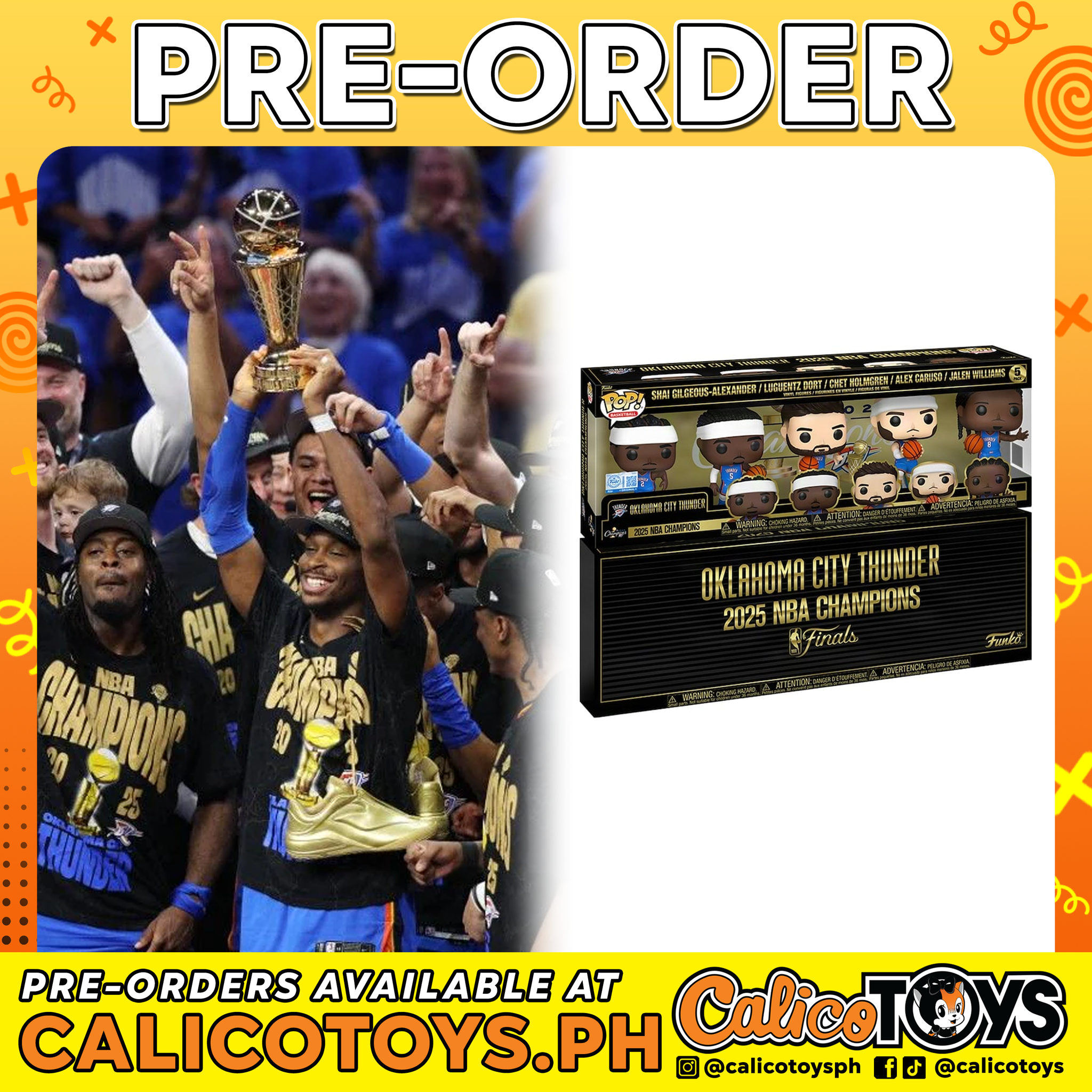 PRE-ORDER - POP! Basketball: Oklahoma City Thunder 2025 NBA Champions 5-pack (Fanatics Exclusive)