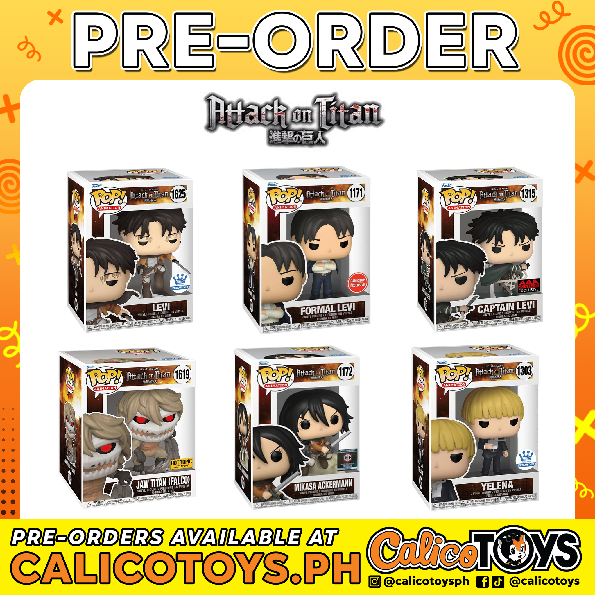 PRE-ORDER - POP! Animation: Attack On Titan Exclusives