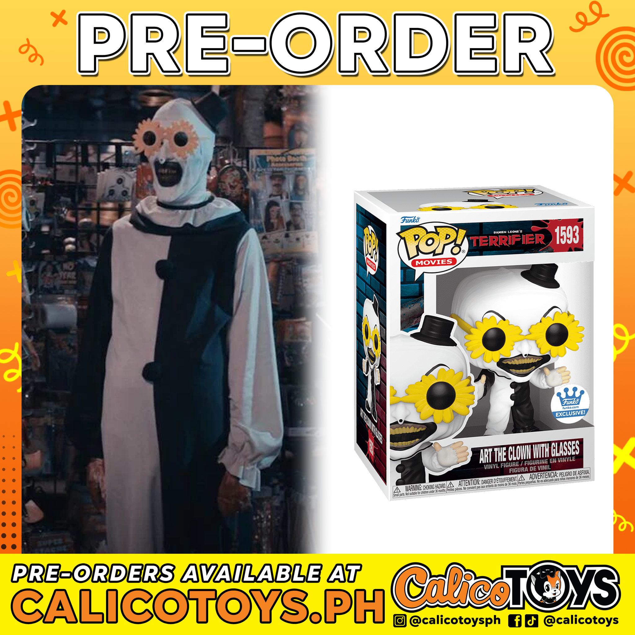 PRE-ORDER - POP! Movies: Terrifier - Art The Clown With Glasses #1593 (Funko Shop Exclusive)