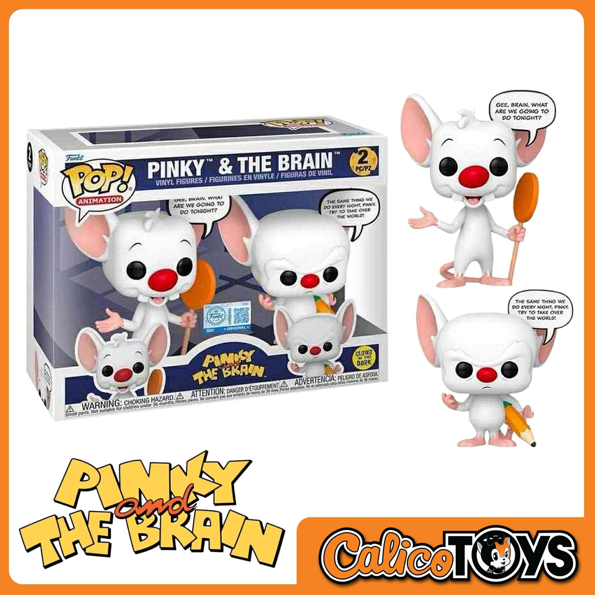 Funko POP! Animation: Pinky The Brain GITD 2-Pack (Funko Shop Exclusive)