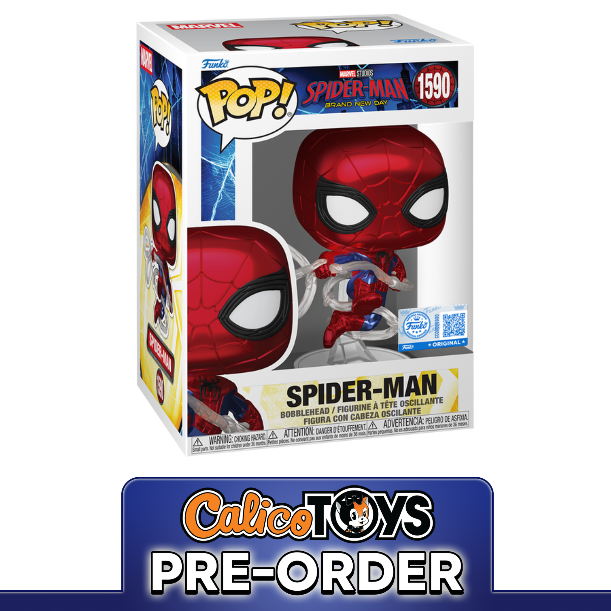 PRE ORDER Funko POP! Marvel Comics – Spider-Man Brand New Day Metallic #1590 (Hot Topic Exclusive)