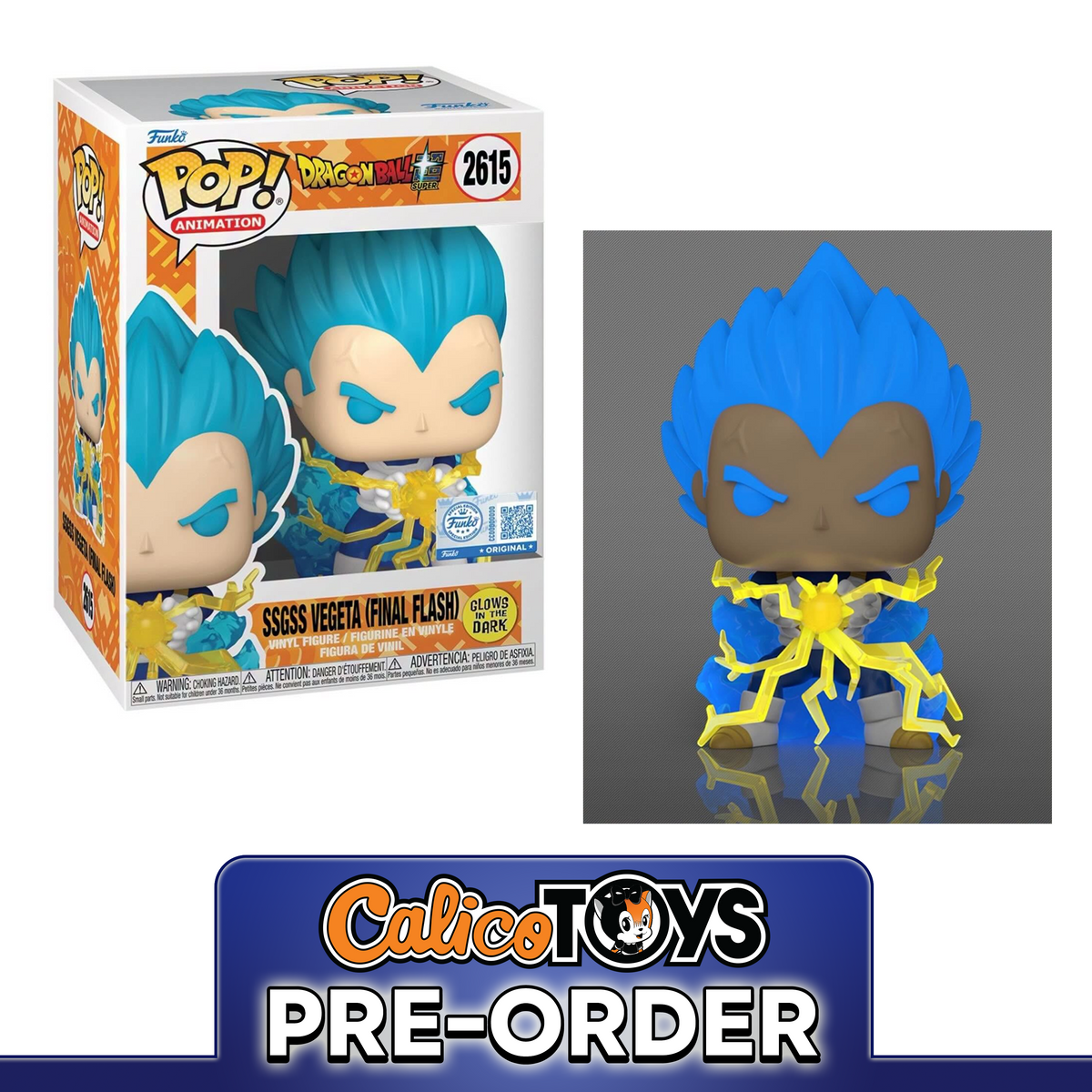 PRE ORDER Funko POP! Animation: Dragon Ball Super - SSGSS Vegeta Final Flash #2615 GiTD (Chalice Collectibles Exclusive)