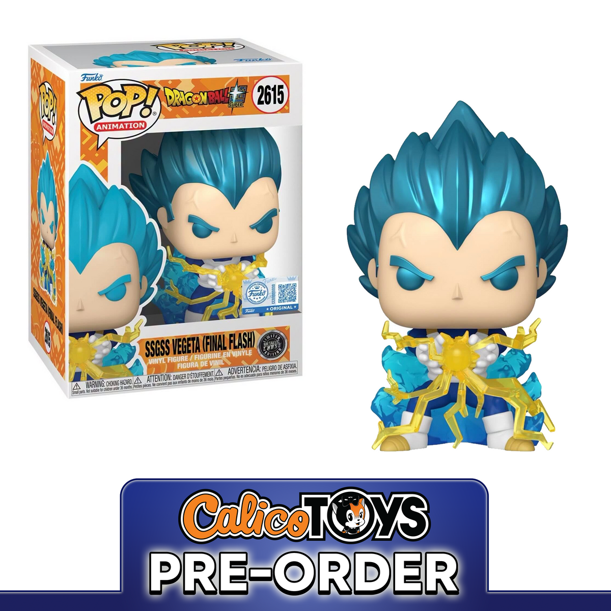 PRE ORDER Funko POP! Animation: Dragon Ball Super - SSGSS Vegeta Final Flash #2615 CHASE (Chalice Collectibles Exclusive)