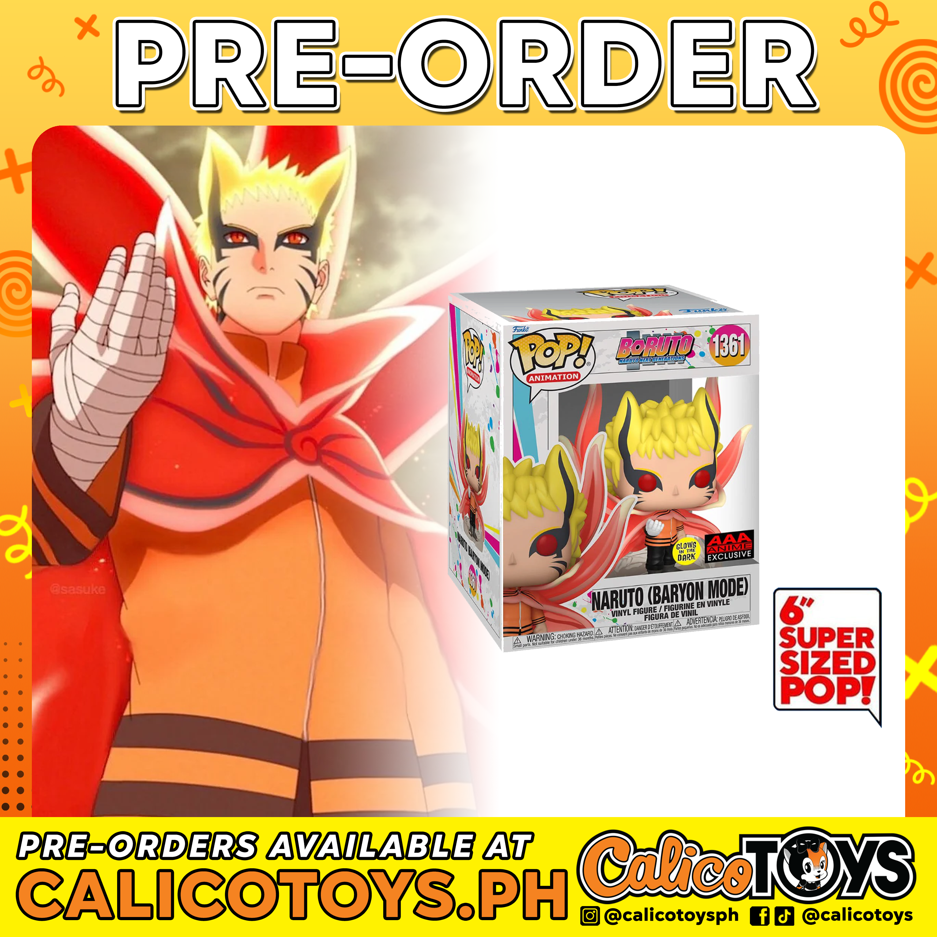 PRE-ORDER - Funko POP! Animation: Boruto Next Generations - Naruto (Baryon Mode) GiTD 6inch #1361 (AAA Exclusive)