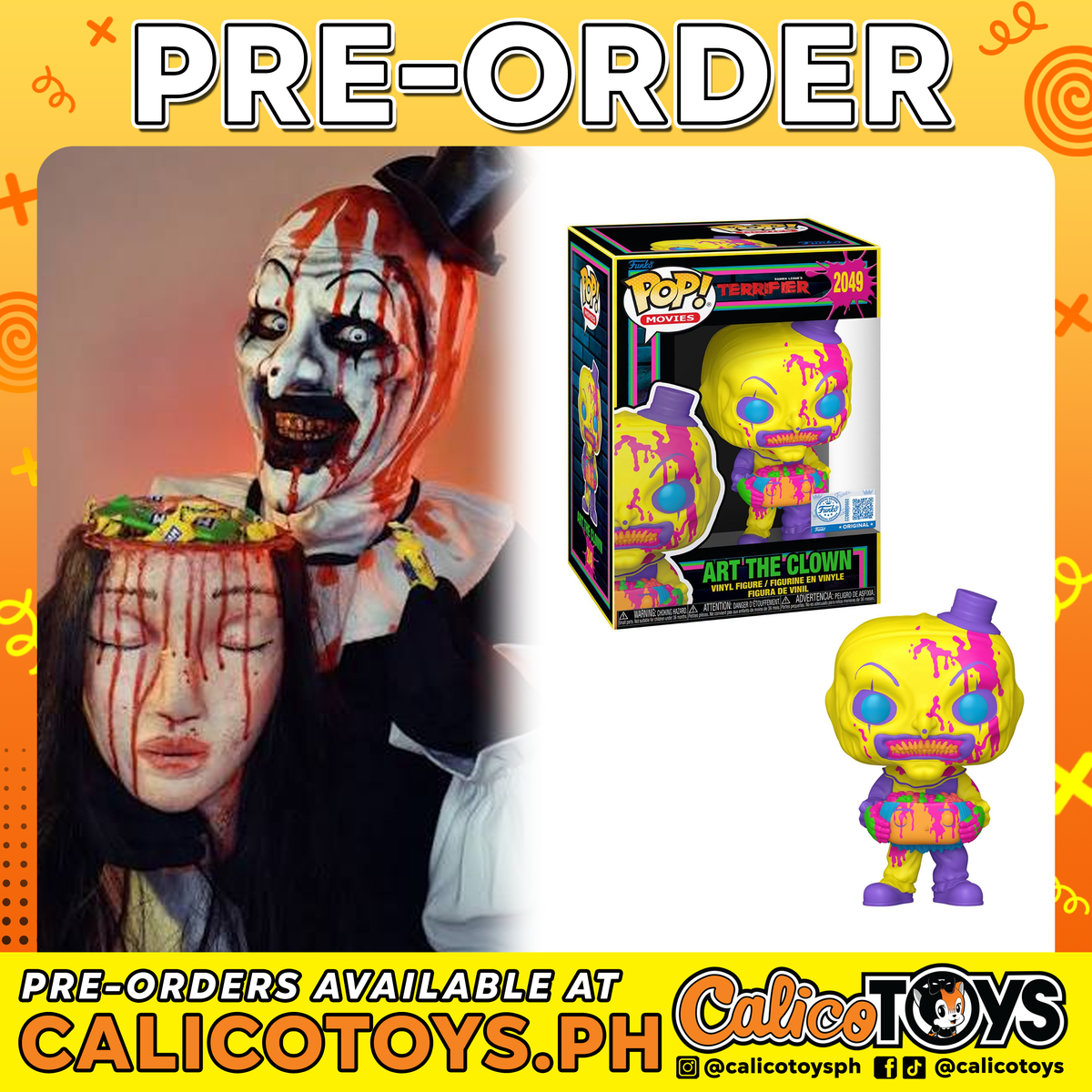 PRE-ORDER - POP! Movies: Terrifier 2 – Art the Clown with Head Blacklight #2049 (Gemini Collectibles Exclusive)