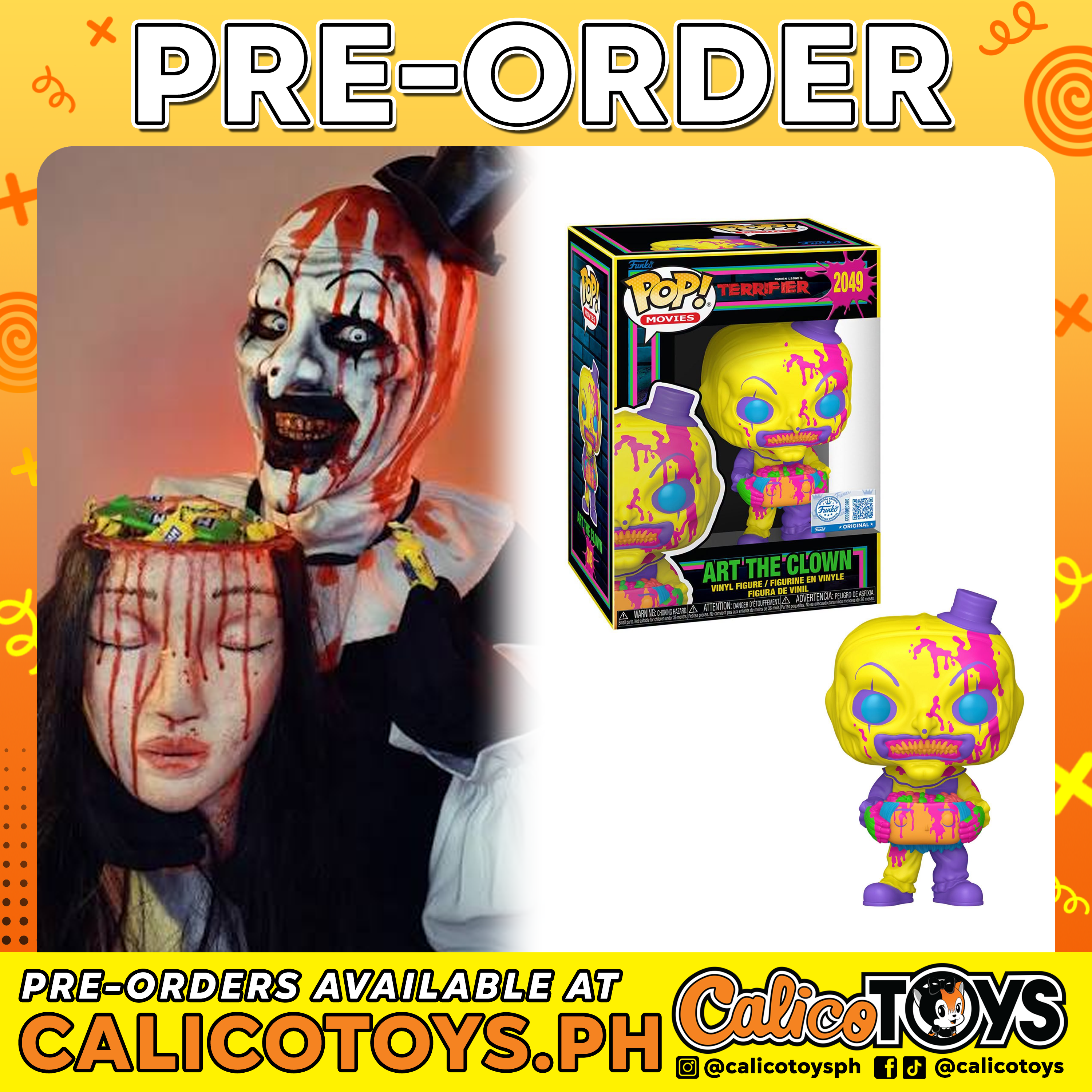 PRE-ORDER - POP! Movies: Terrifier 2 – Art the Clown with Head Blacklight #2049 (Gemini Collectibles Exclusive)