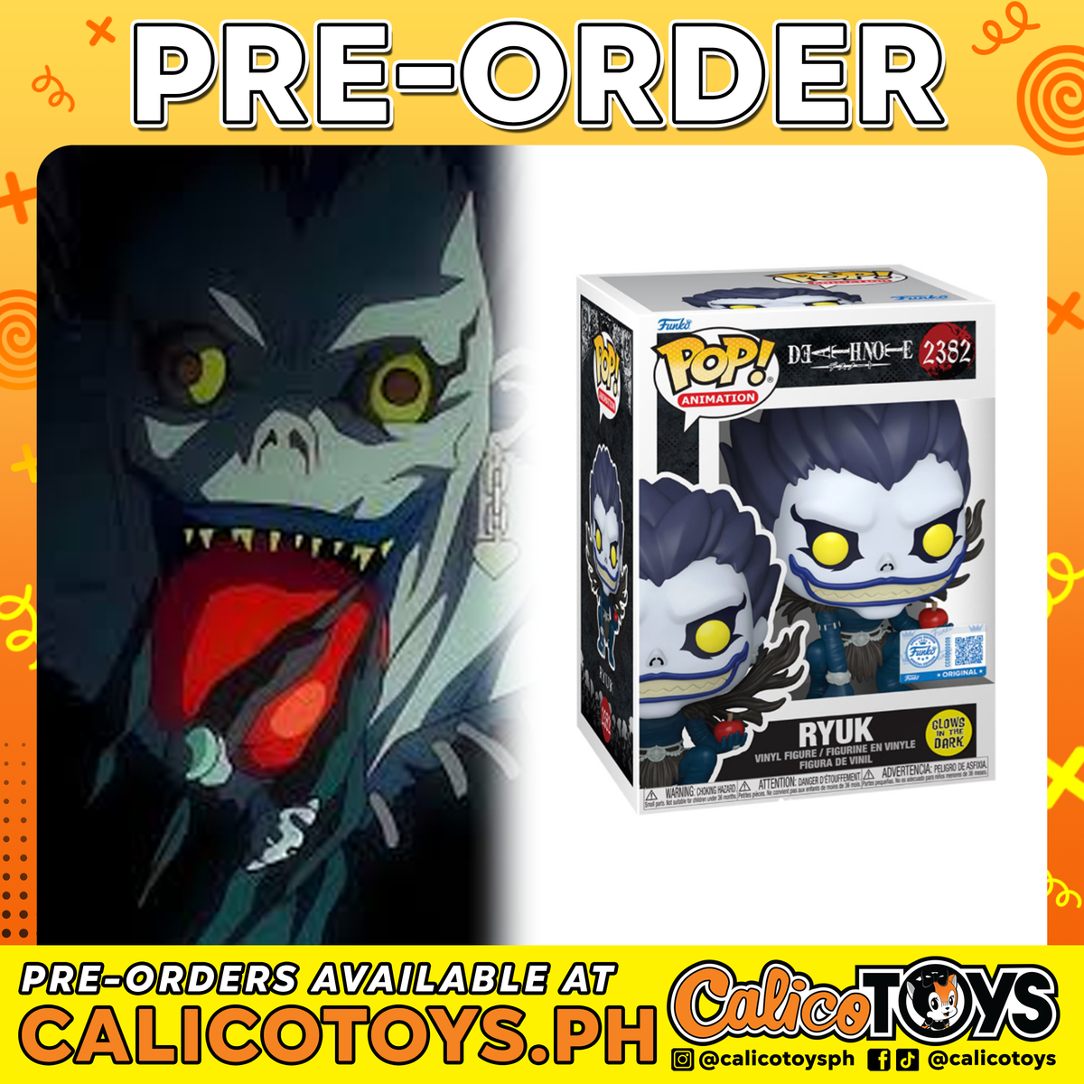 PRE-ORDER - POP! Animation: Death Note - Ryuk GiTD #2382 (Entertainment Earth Exclusive)