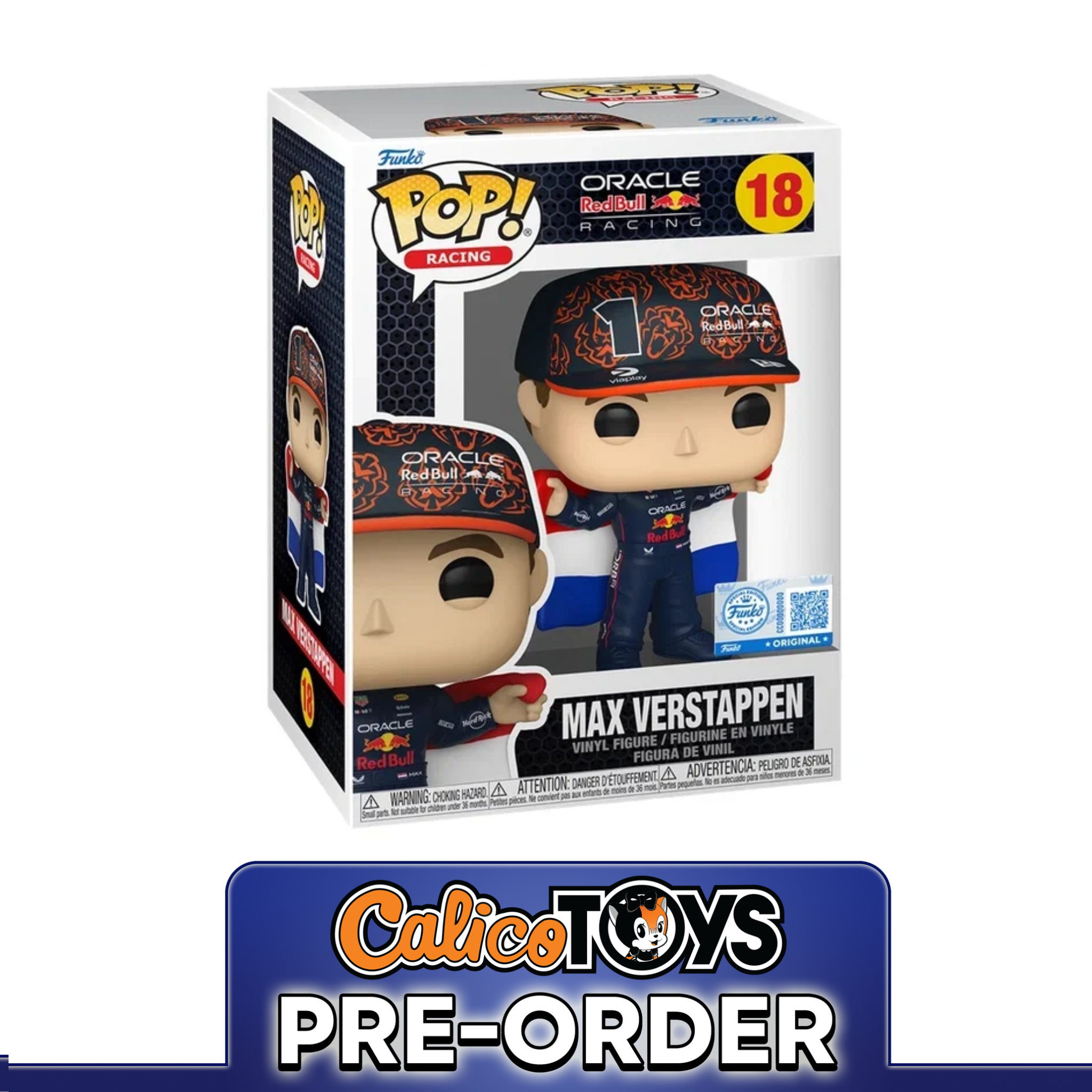 PRE ORDER Funko POP! Racing: Oracle Red Bull Racing - Max Verstappen with Flag #18 (Entertainment Earth Exclusive)