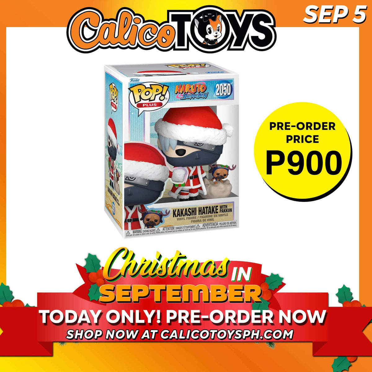 PRE-ORDER  Funko POP! Plus Kakashi Hatake with Pakkun Holiday Outfit #2050