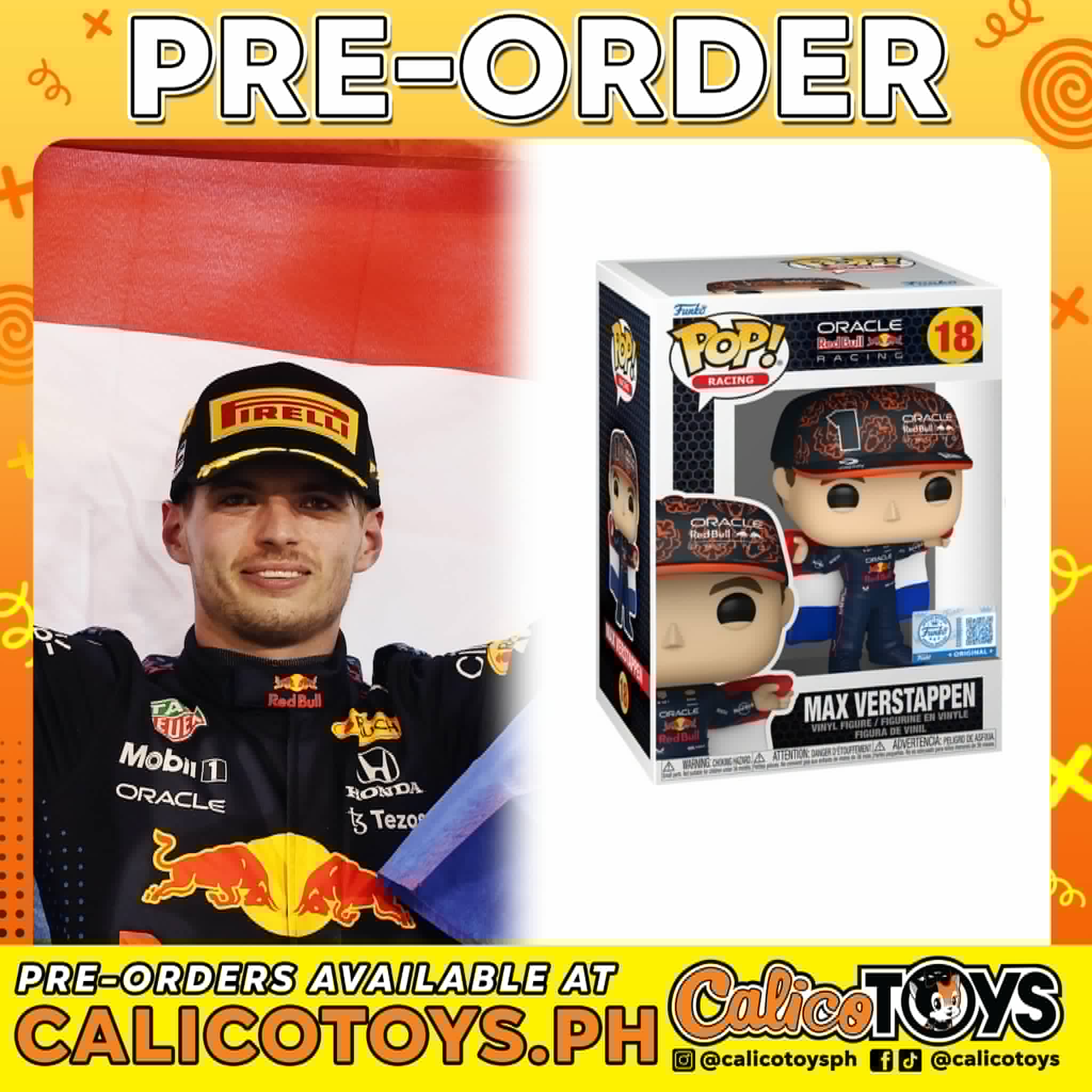 PRE ORDER Funko POP! Racing: Oracle Red Bull Racing - Max Verstappen with Flag #18 (Entertainment Earth Exclusive)