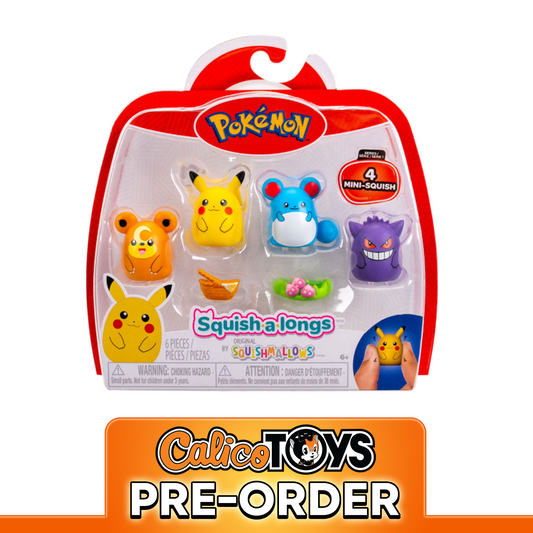 PRE ORDER Pokémon Mini Squishmallows Squish-a-longs 4-Pack (Teddiursa/Pikachu/Marill/Gengar)